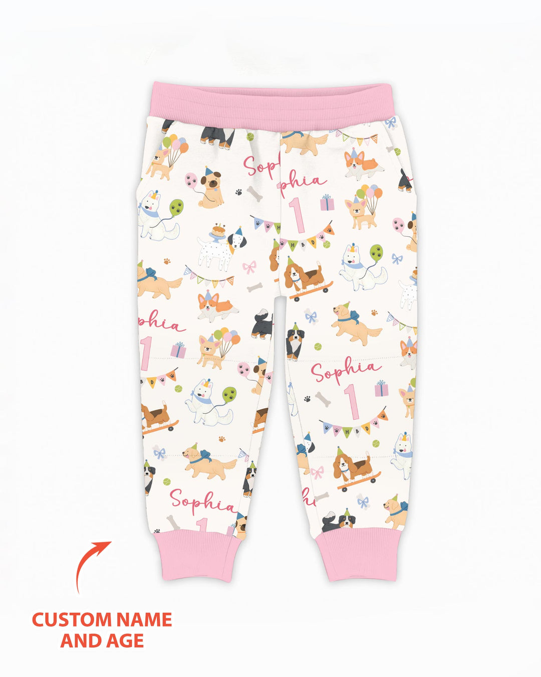 Custom Name Birthday Dogs Party Bamboo Jogger