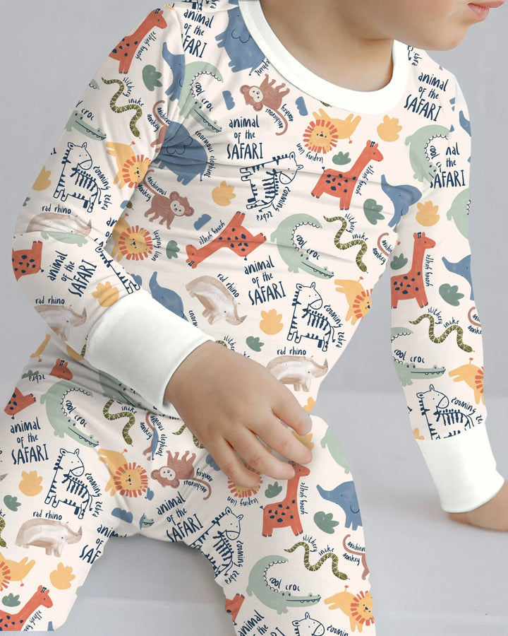 Funny African Animals Bamboo Two Piece Long Sleeve Pajama Set
