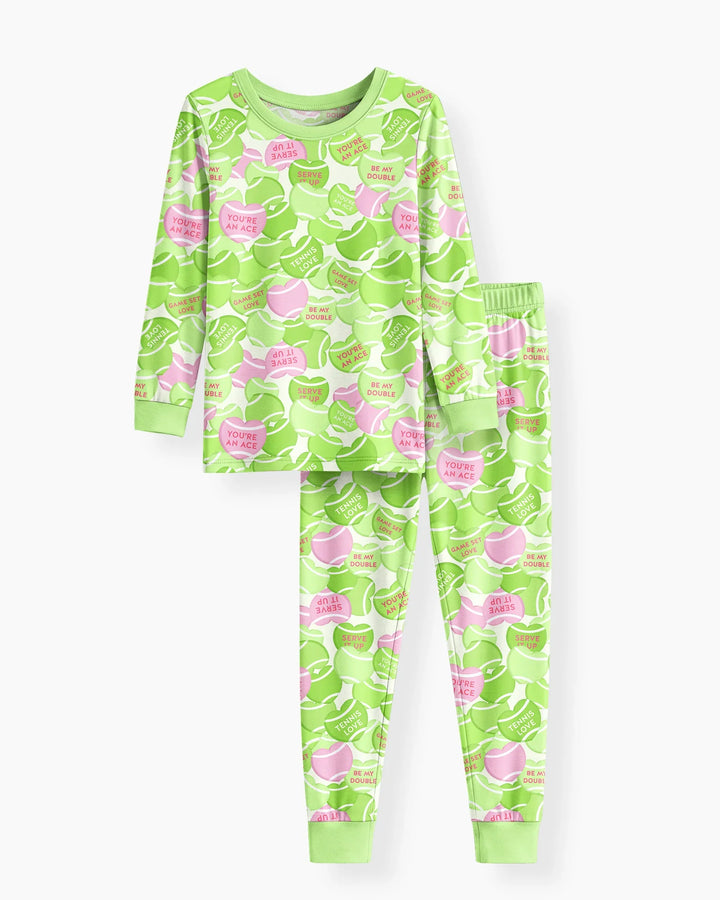 Tennis Candy Family Matching Bamboo Two Piece Long Sleeve Pajama Set