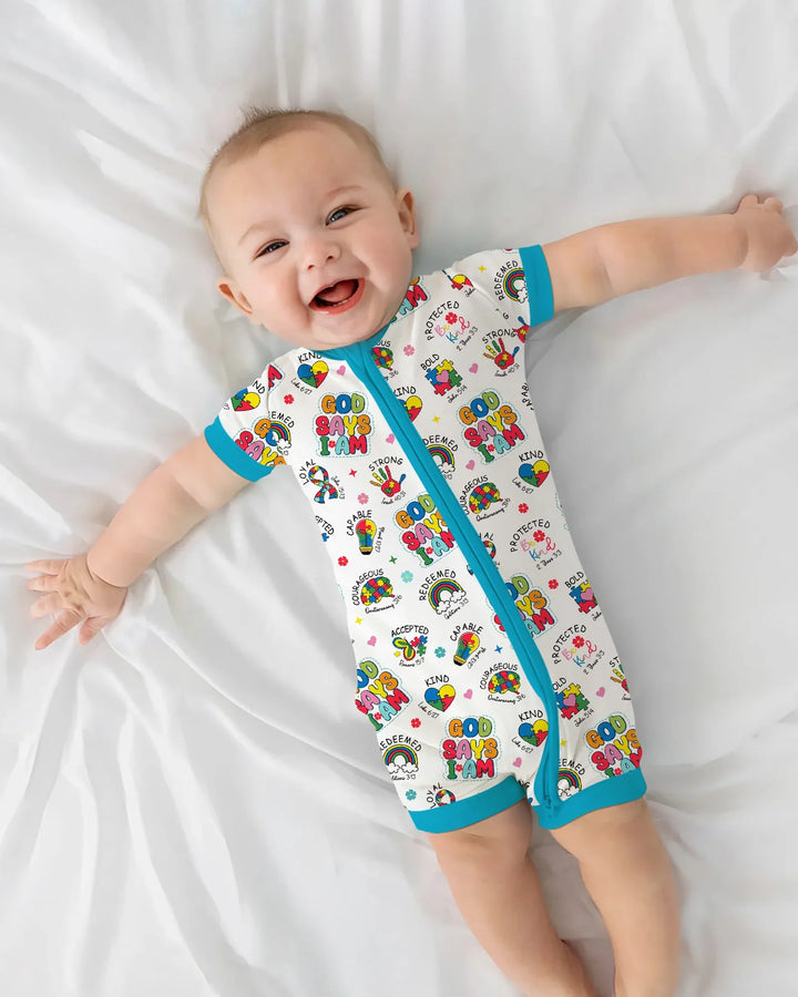 God Says I Am Autism Awareness Bamboo Shorty Zippy