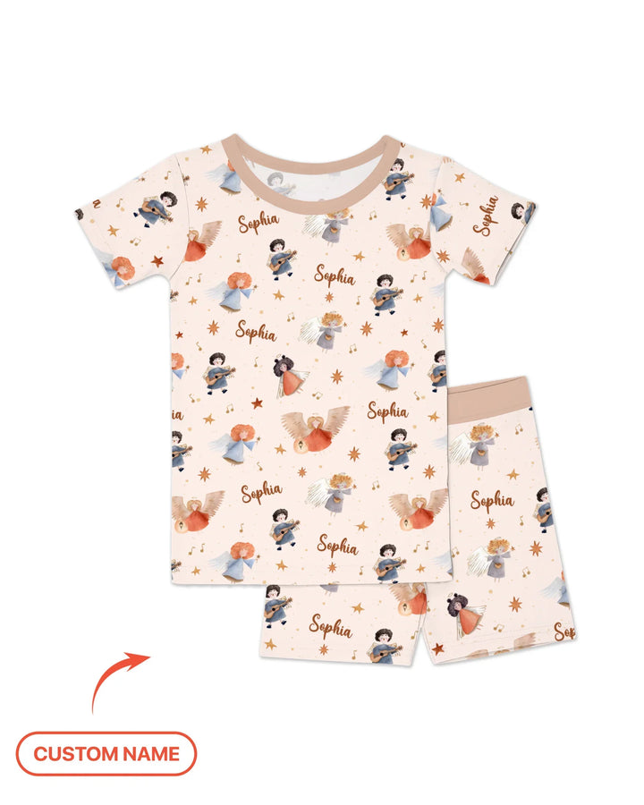 Guardian Angels Custom Name Bamboo Two Piece Short Sleeve Shorts Pajama Set