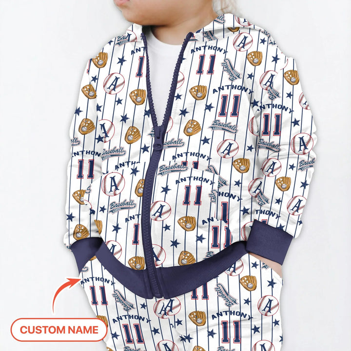 Custom Name Baseball Time Bamboo Zip Hoodie