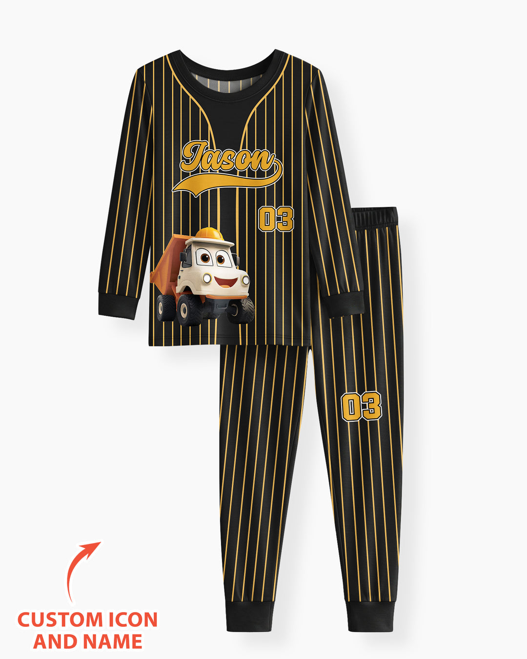 Kid Cartoon Dinosaurus Vehicles Bamboo Two Piece Long Sleeve Pajama Set