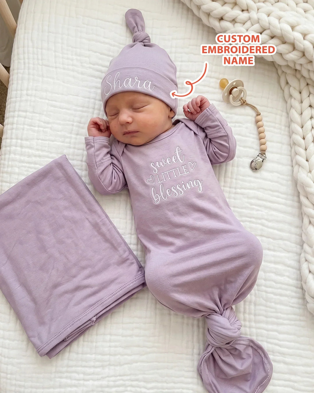 Personalized Little Blessing Embroidered Bamboo Welcome Home Bundle