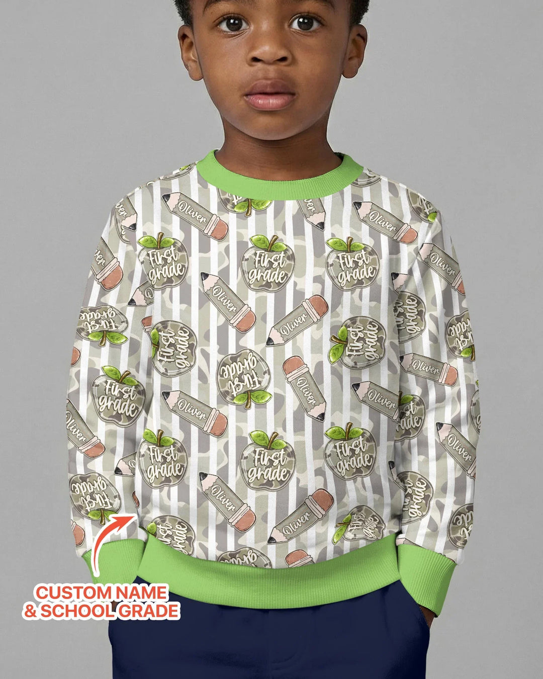 Custom Name Camo Apple Days Bamboo Crewneck Sweatshirt
