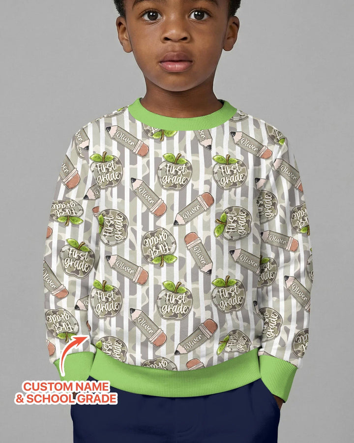 Custom Name Camo Apple Days Bamboo Crewneck Sweatshirt