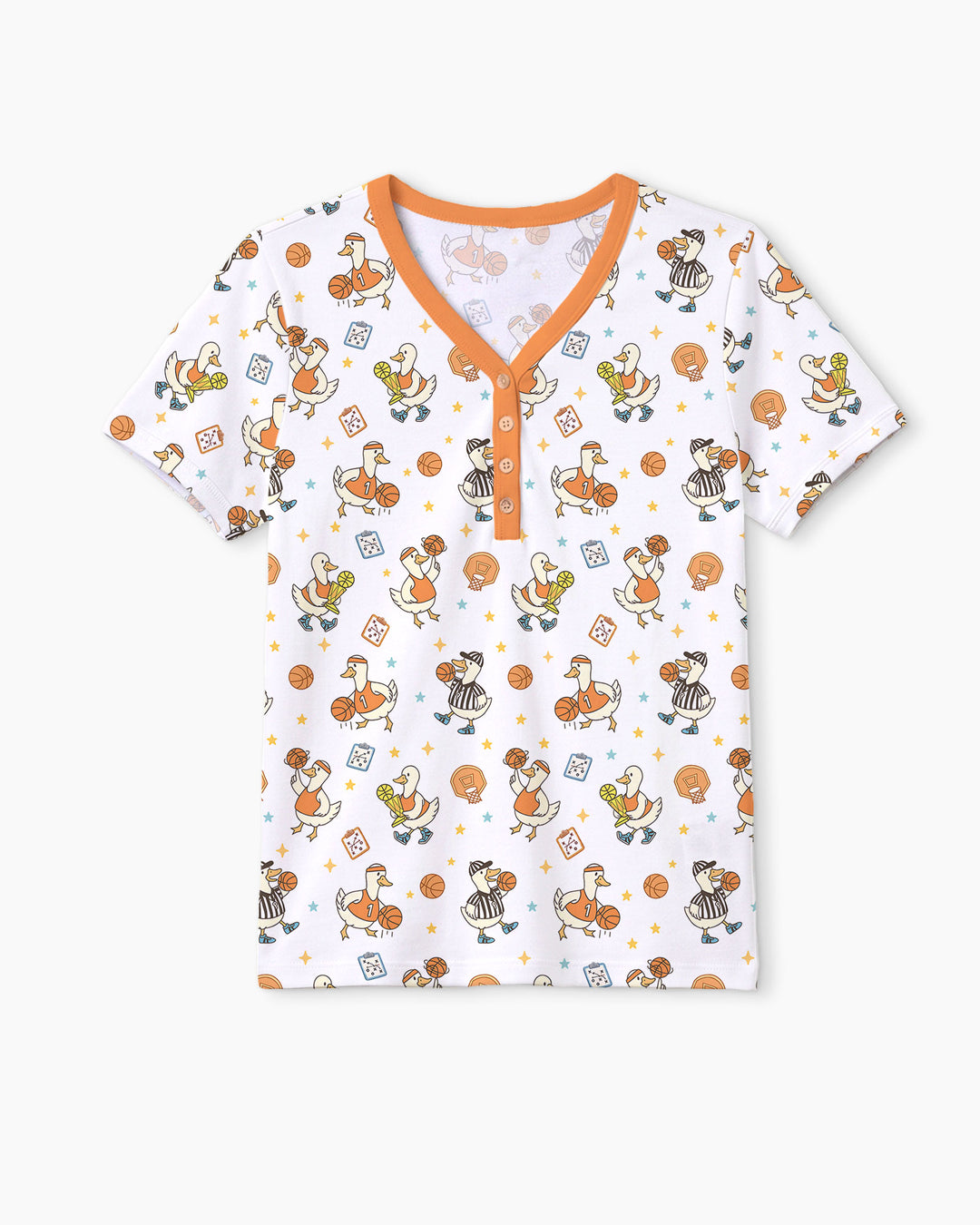 Silly Goose Playing Basketball Bamboo Women Short Sleeve Short Pajama Set