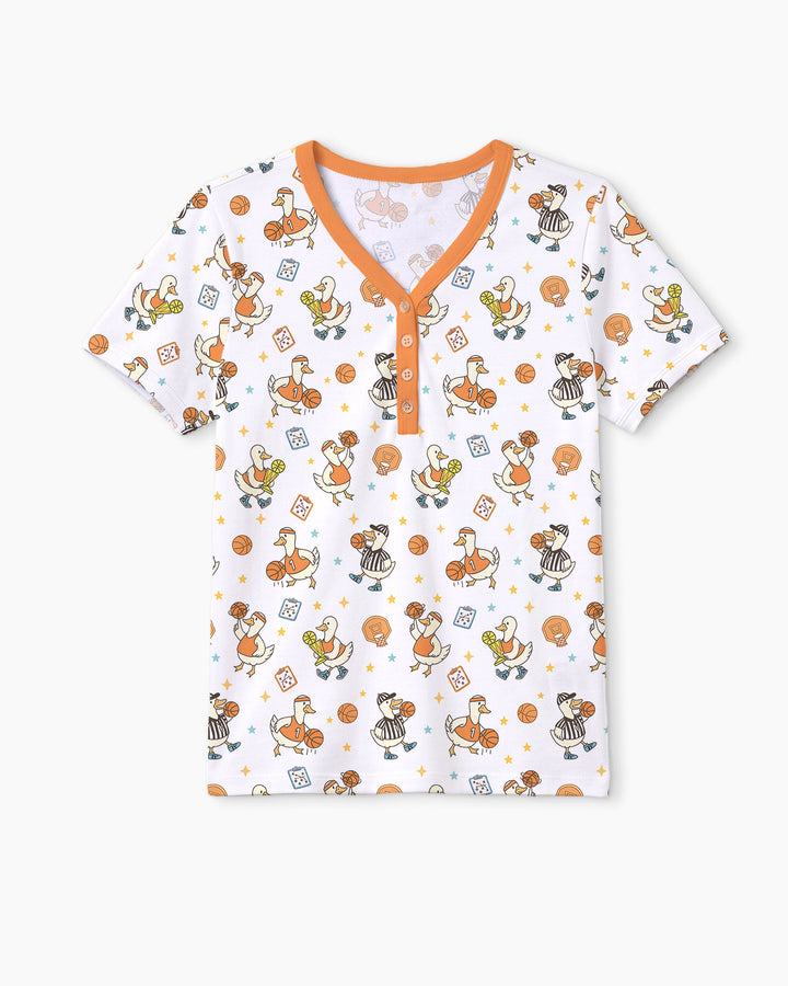 Silly Goose Playing Basketball Bamboo Women Short Sleeve Short Pajama Set