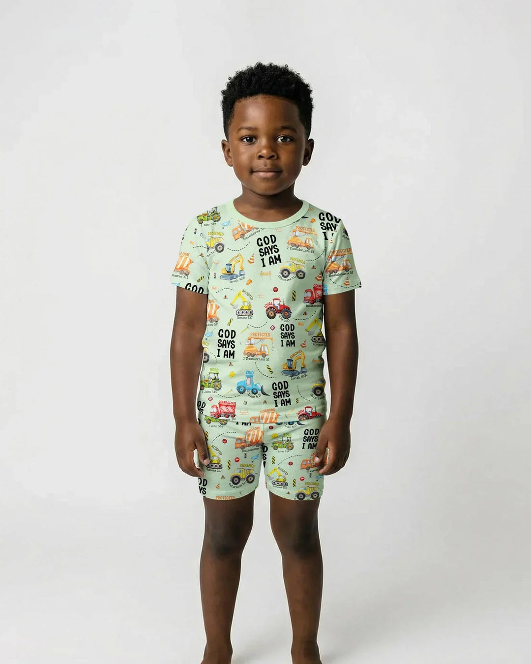 God Says I Am Boy Bamboo Two Piece Short Sleeve Shorts Pajama Set