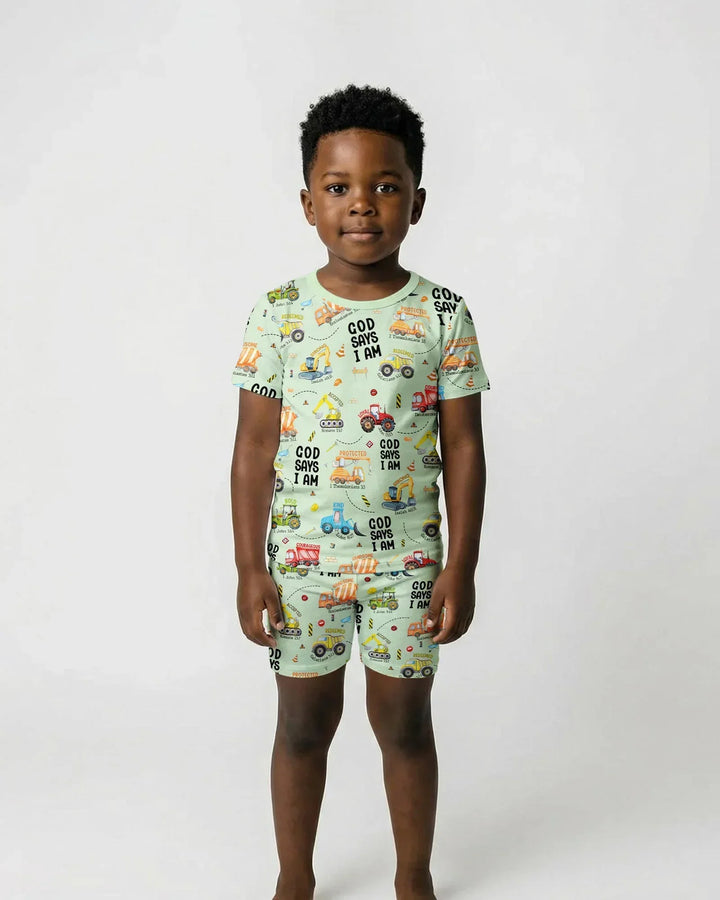 God Says I Am Boy Bamboo Two Piece Short Sleeve Shorts Pajama Set