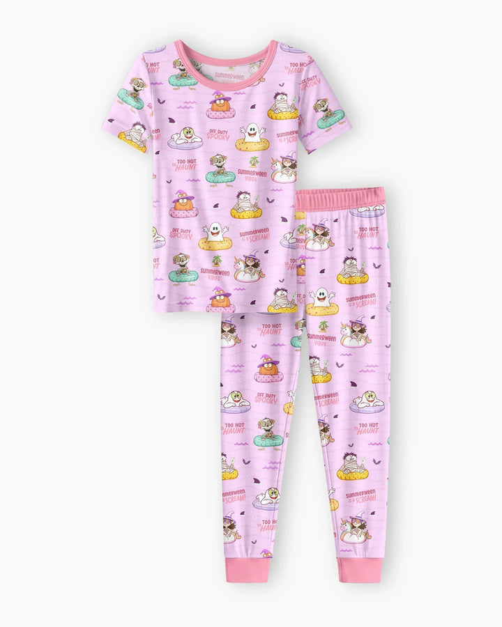 Summerween Cartoon Bamboo Two Piece Short Sleeve Pajama Set