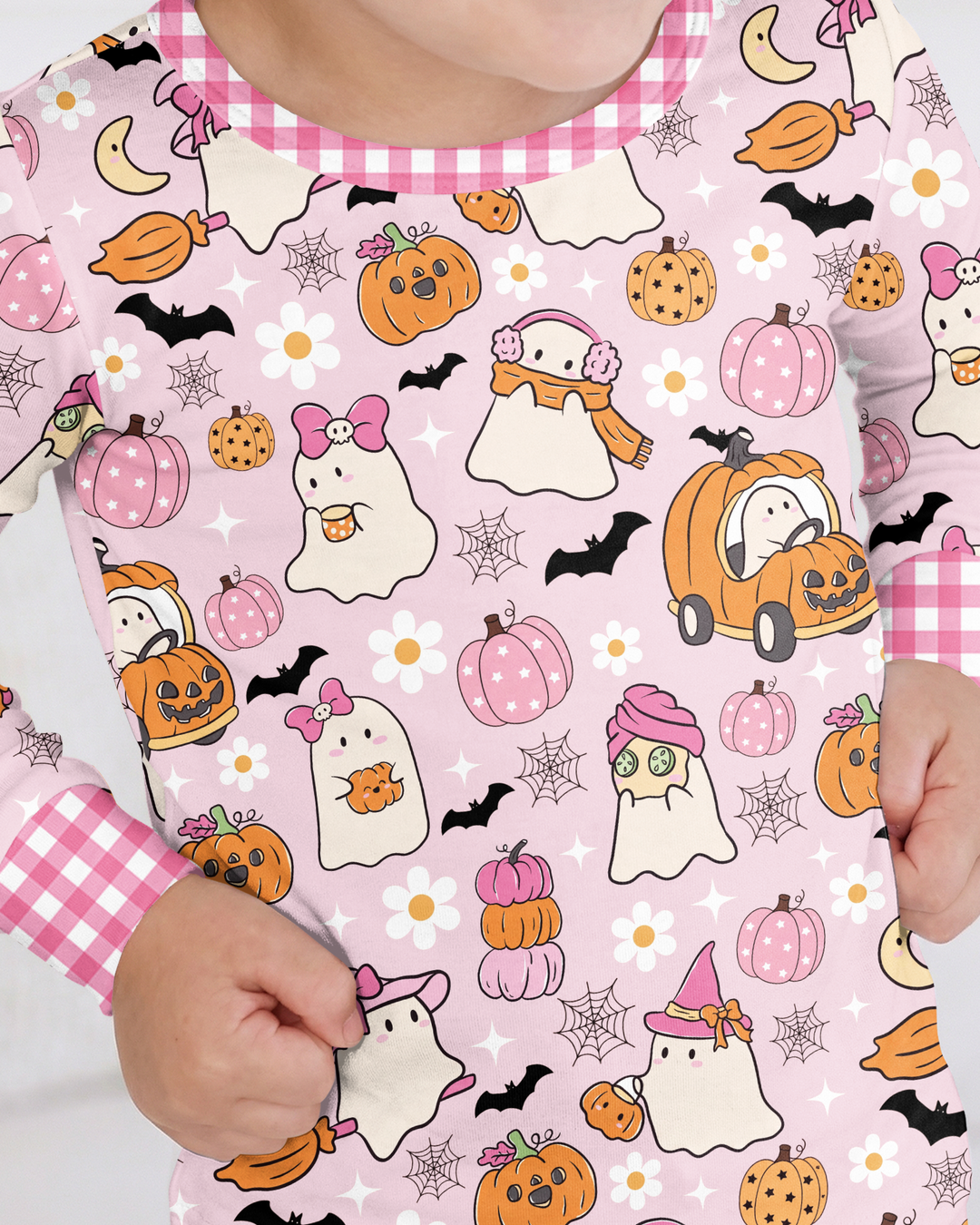 Pink Boo Patch Bamboo Two Piece Long Sleeve Pajama Set