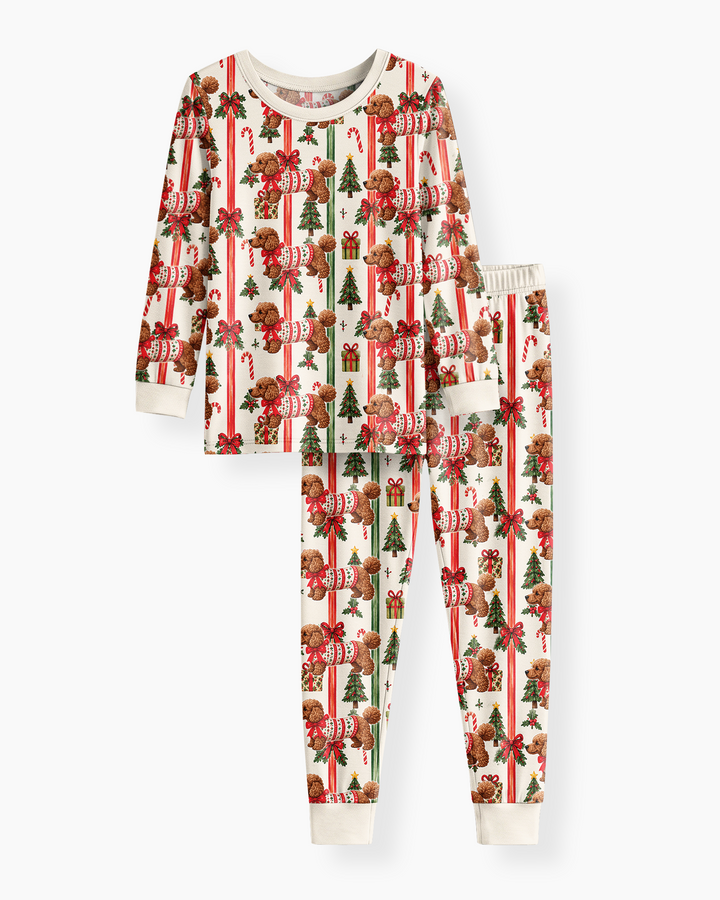 Puppy Holiday Bamboo Two Piece Long Sleeve Pajama Set