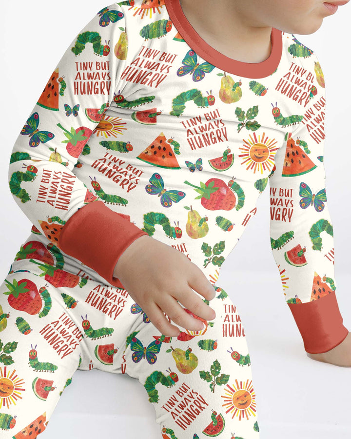 Tiny But Always Hungry Caterpillar Bamboo Two Piece Long Sleeve Pajama Set
