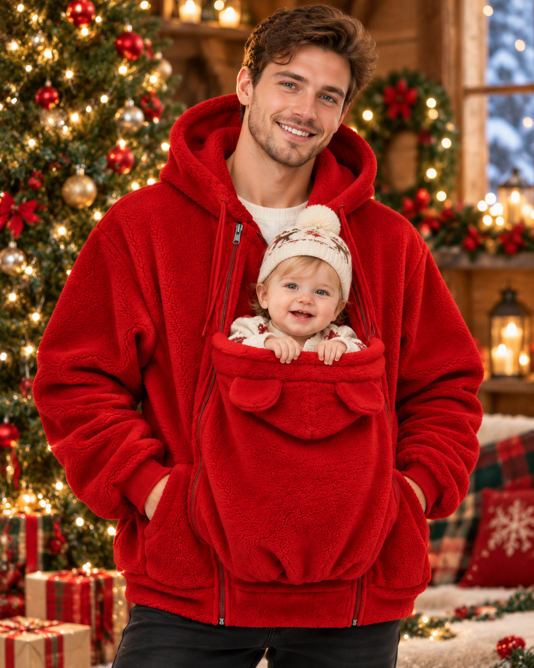 Cozy Wear Plush Fleece Mama & Baby Carrier Hoodie