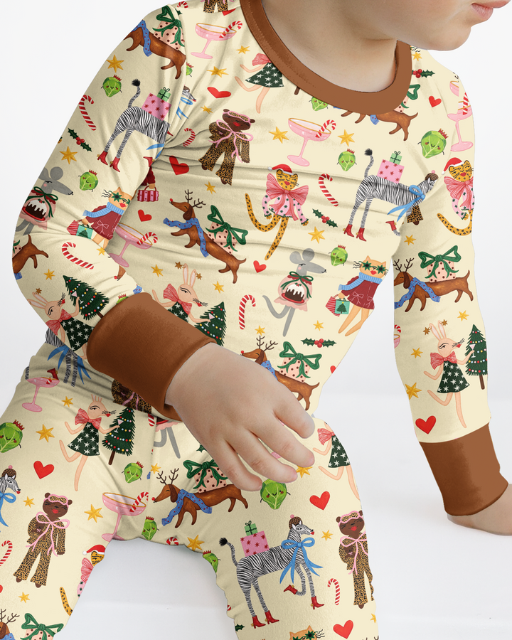 Animals Christmas Bamboo Two Piece Long Sleeve Pajama Set