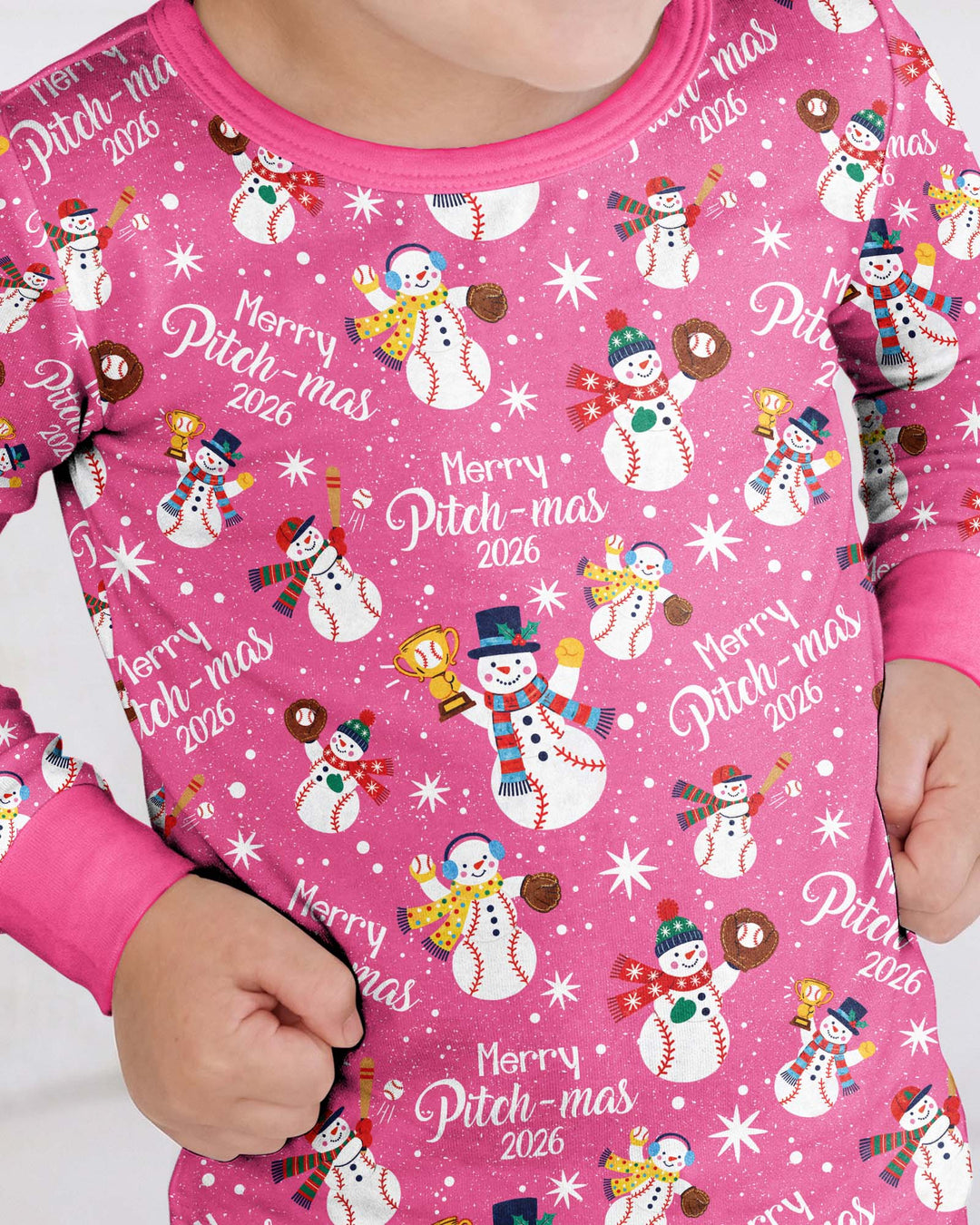 Baseball Christmas Non-custom version Bamboo Two Piece Long Sleeve Pajama Set