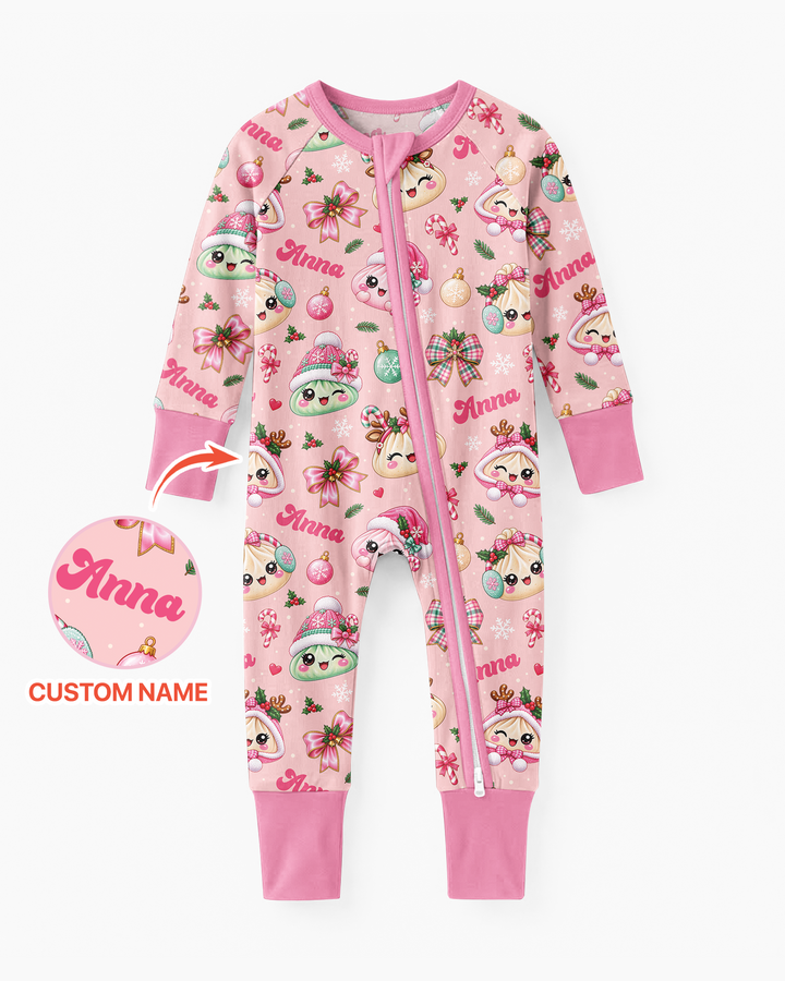 Custom Name Kawaii Christmas Dumpling Bamboo Convertible Zippy