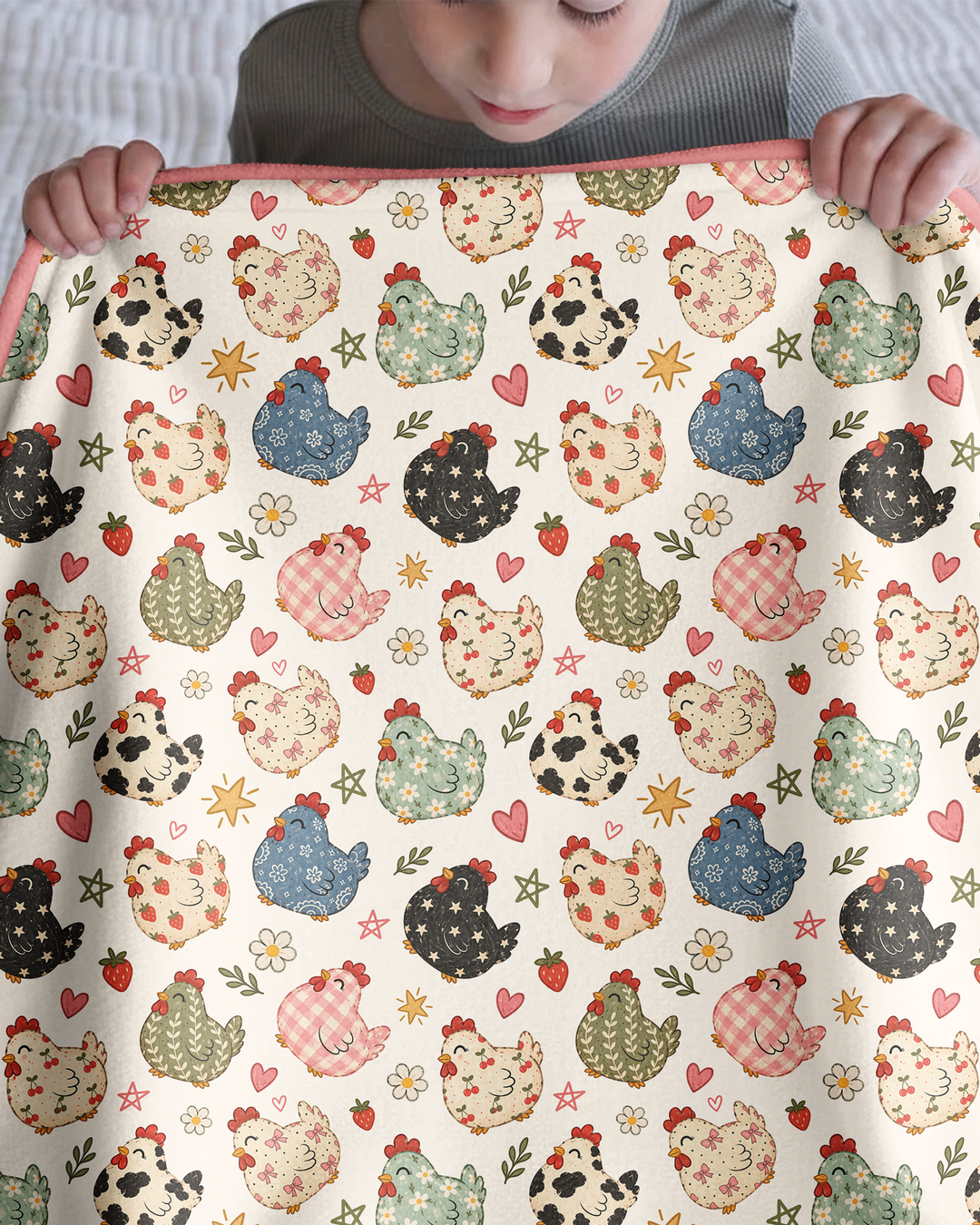 Playful Farm Chicken Bamboo Blanket
