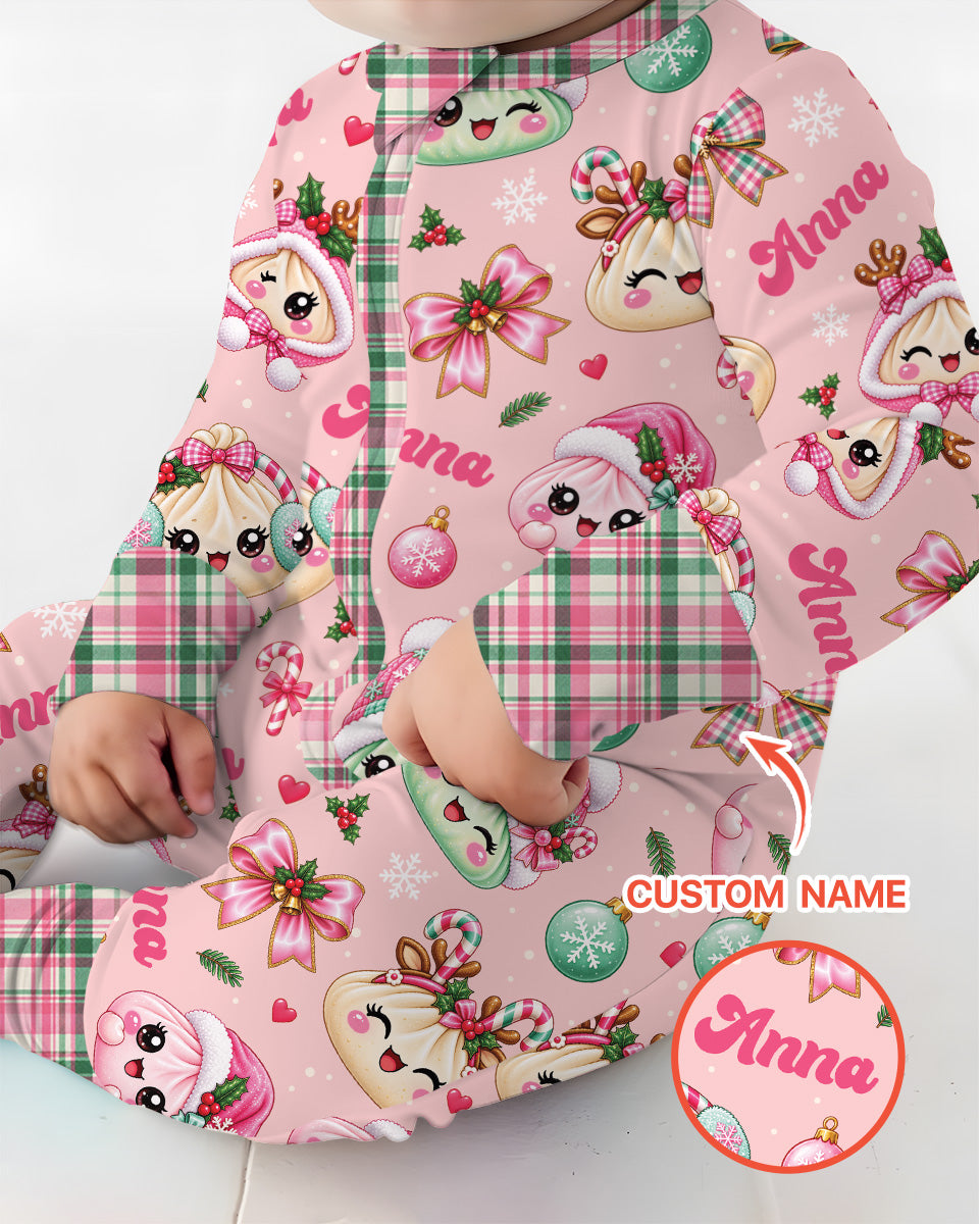 Custom Name Kawaii Christmas Dumpling Bamboo Convertible Zippy