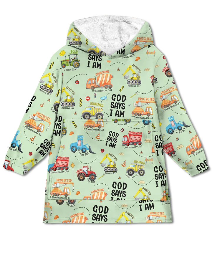 God Says I Am Boy Bamboo Blanket Hoodie
