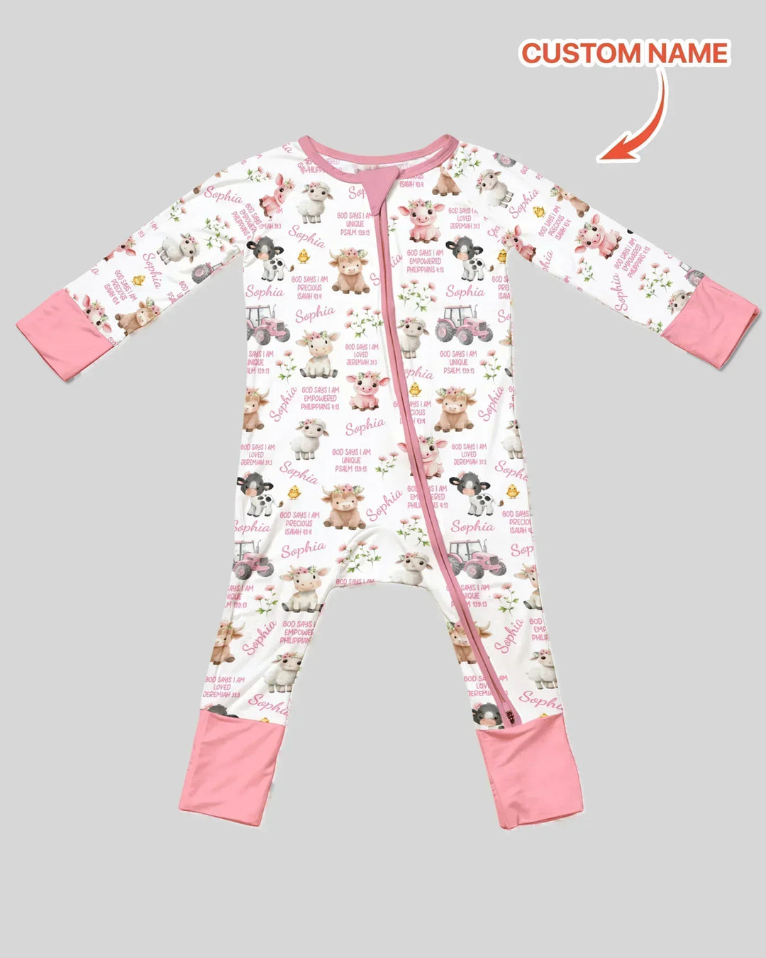 Custom Name God Says I Am Farm Animals Bamboo Convertible Zippy