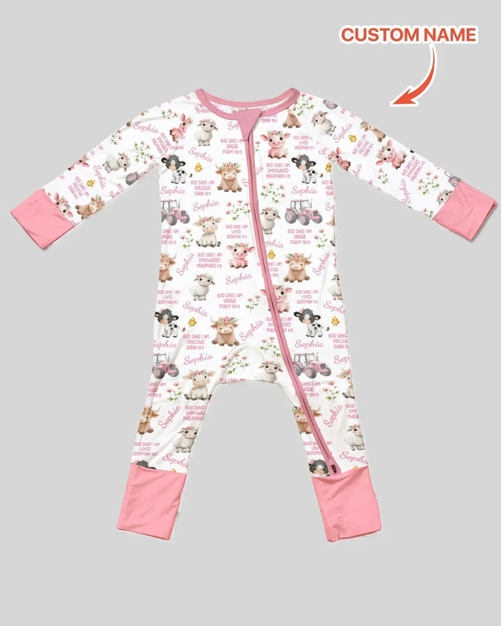 Custom Name God Says I Am Farm Animals Bamboo Convertible Zippy