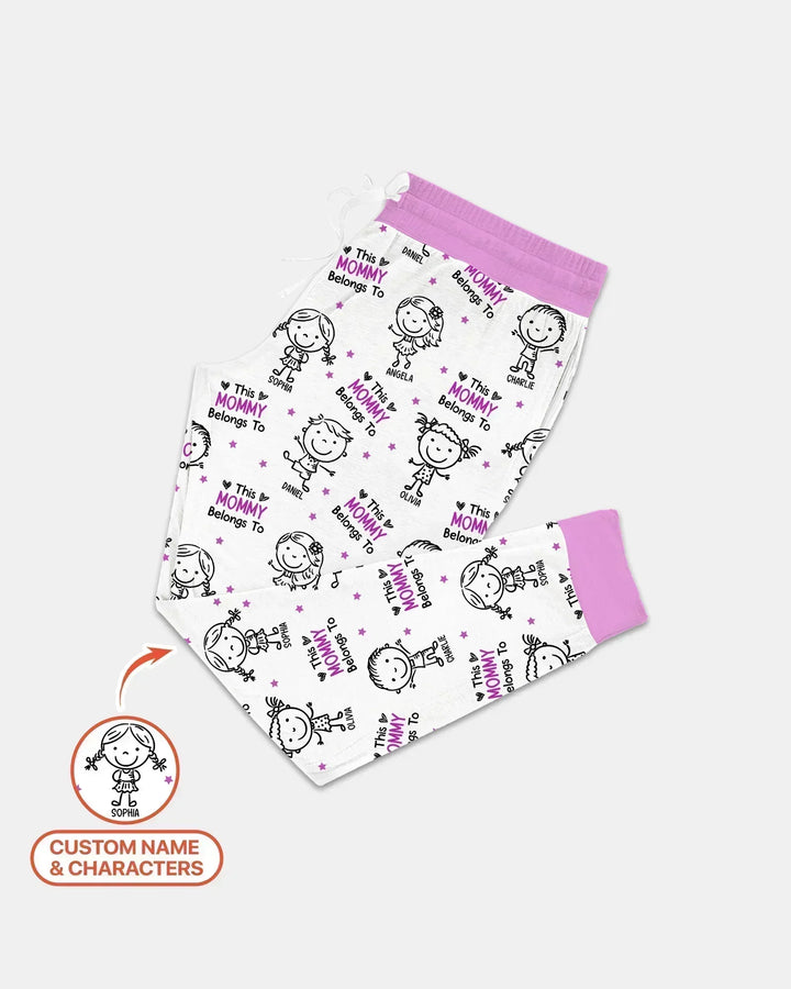 Custom Name "This Mommy Belongs To" Doodle Bamboo Women Pajama Set