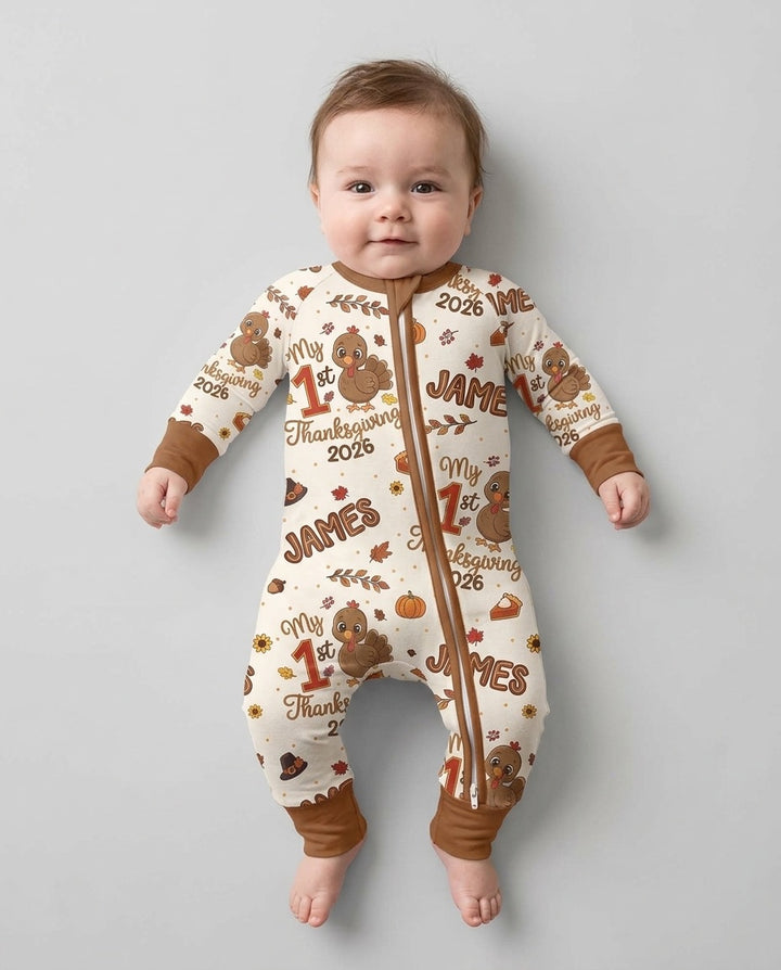 Custom Name My 1st Thanksgiving 2026 Bamboo Convertible Zippy