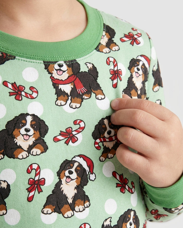 Holiday Bernese Mountain Christmas Dog Bamboo Two Piece Long Sleeve Pajama Set