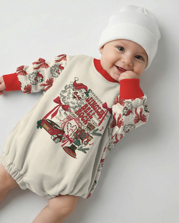Retro Christmas Jingle Bell Rock Bamboo Bubble Romper