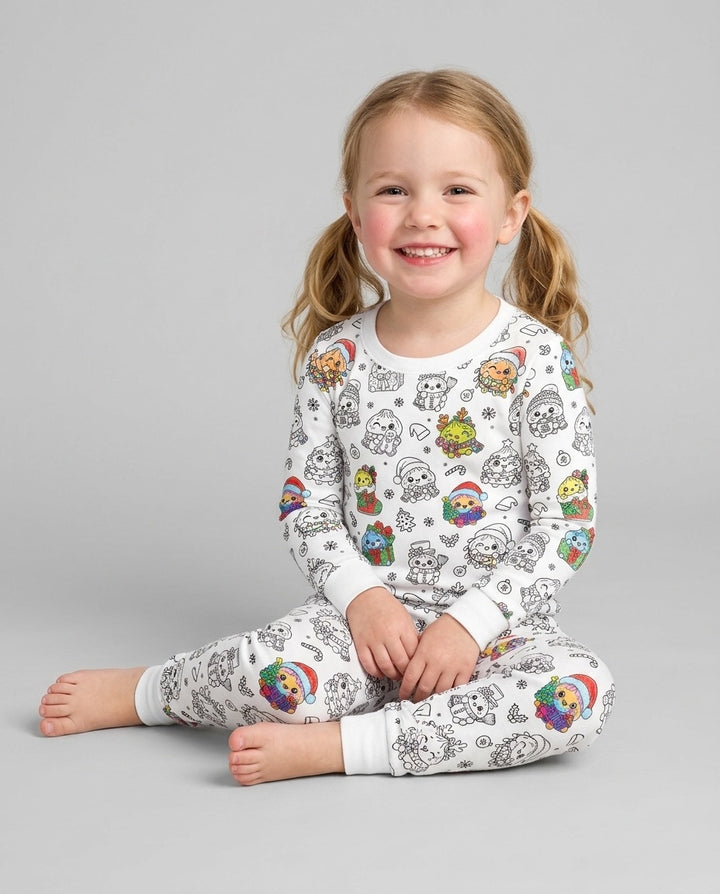 Kawaii Holiday Dumpling Colorable Bamboo Two Piece Long Sleeve Pajama Set