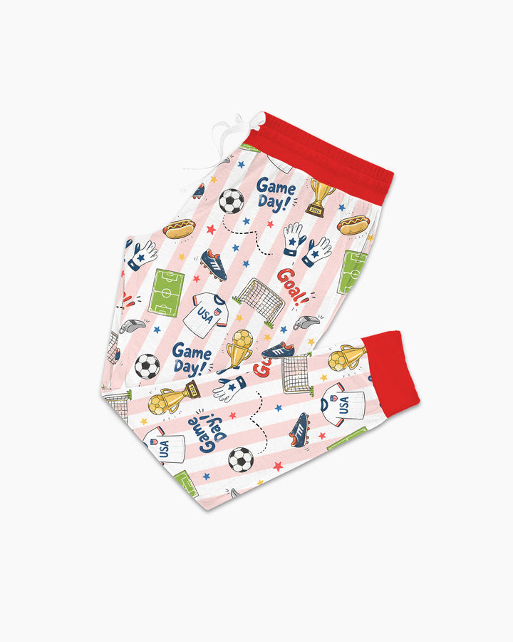 Striped Soccer Game Day Family Matching Bamboo Women Pajama Set