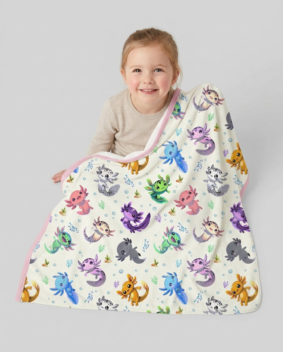 I Love You Axolotl Bamboo Blanket