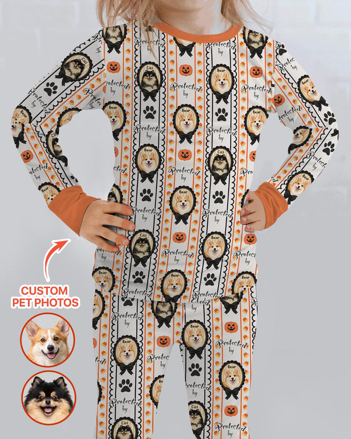 Custom Pet Photos Spooky Protector Bamboo Two Piece Long Sleeve Pajama Set