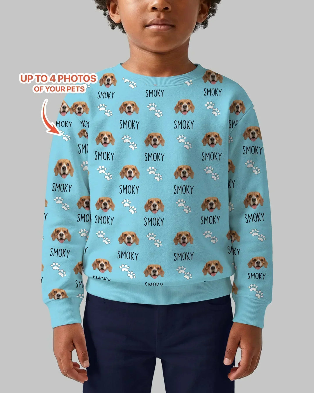 Custom Name and Pet Photos Bamboo Crewneck Sweatshirt