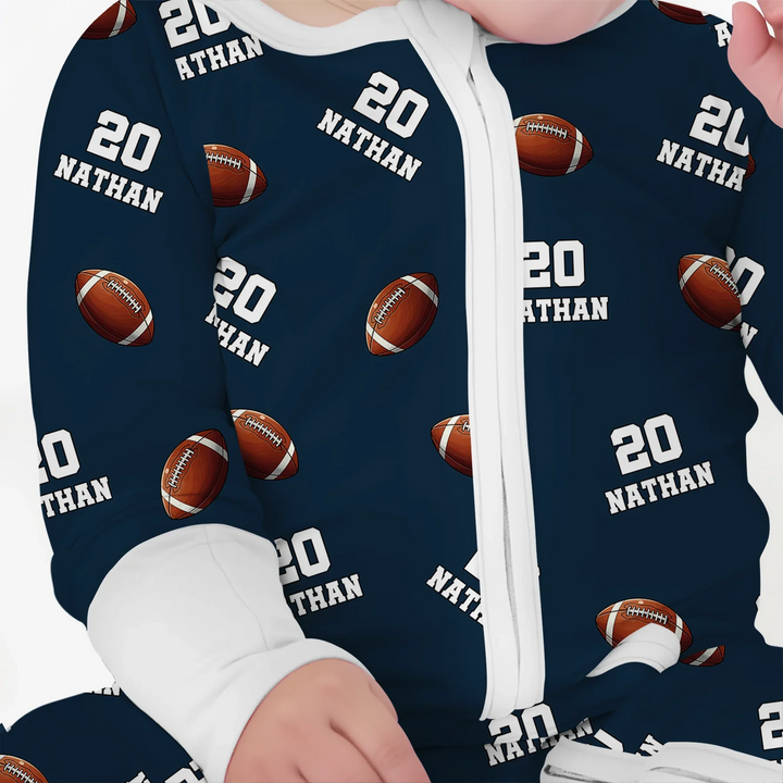 Football Pattern Personalized Bamboo Convertible Zippy