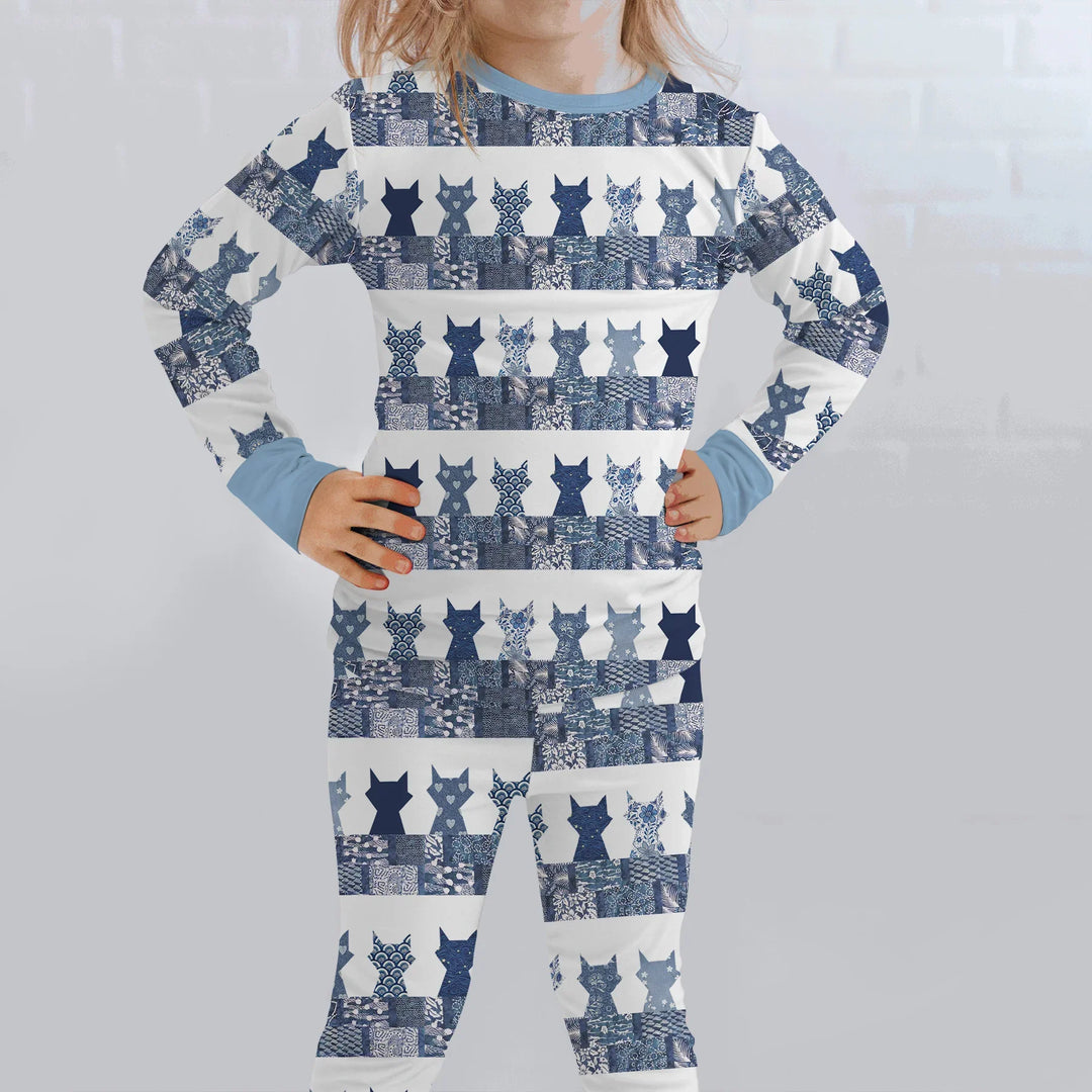 Midnight Feline Bamboo Two Piece Long Sleeve Pajama Set