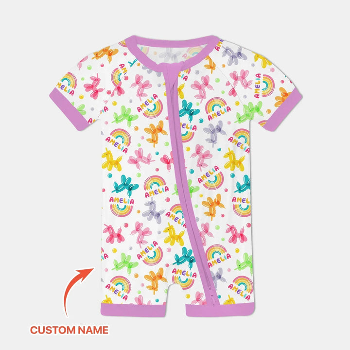 Sweet Balloon Dreams Custom Name Bamboo Shorty Zippy