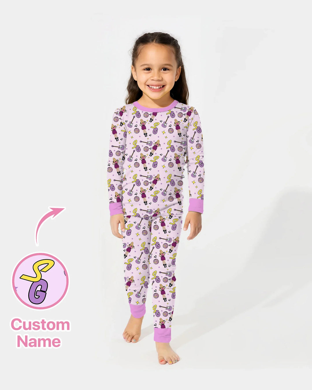 Custom Name Mini Rockstar Two Piece Long Sleeve Pajama Set