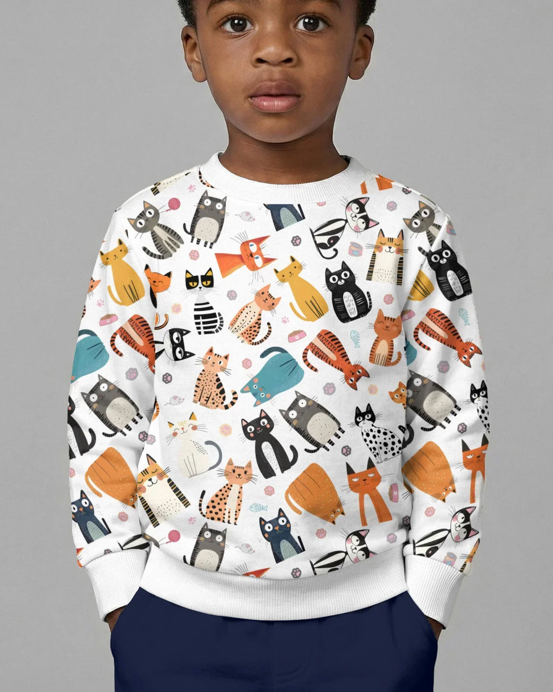 Goofy Mischief Cat Family Matching Bamboo Crewneck Sweatshirt