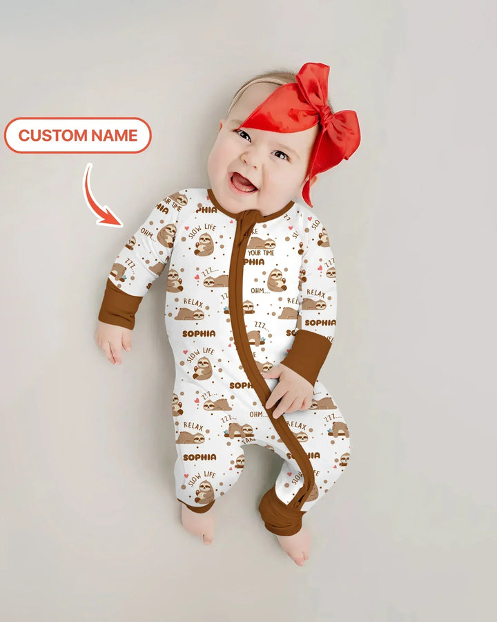 Custom Name Cute Sloth Bamboo Convertible Zippy