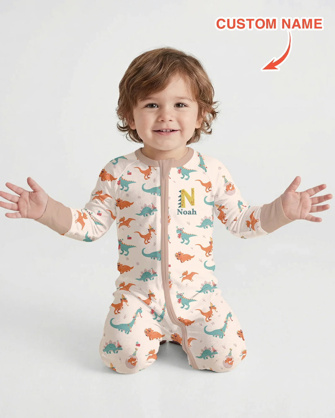 Custom Embroidered Name Dinosaurs Bamboo Convertible Zippy