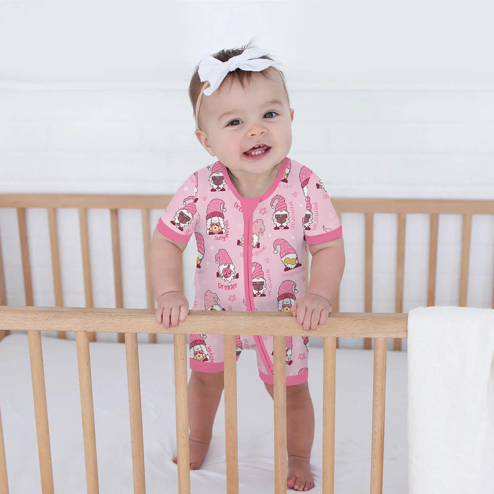 Happy Hanukkah Matching Family Shorty Zippy , Happy Hanukkah Matching Family Shorty Zippy - 0-3M / Girl
