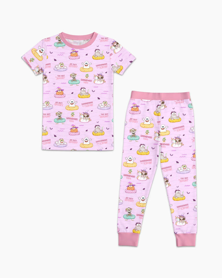 Summerween Cartoon Bamboo Two Piece Short Sleeve Pajama Set