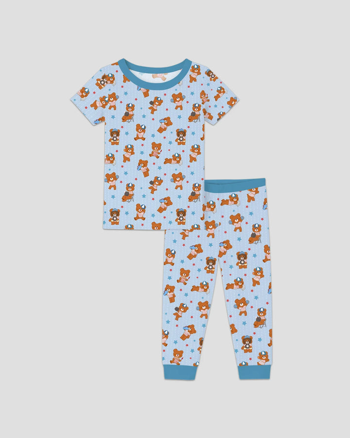 Born To Play Baseball Bamboo Two Piece Short Sleeve Pajama Set