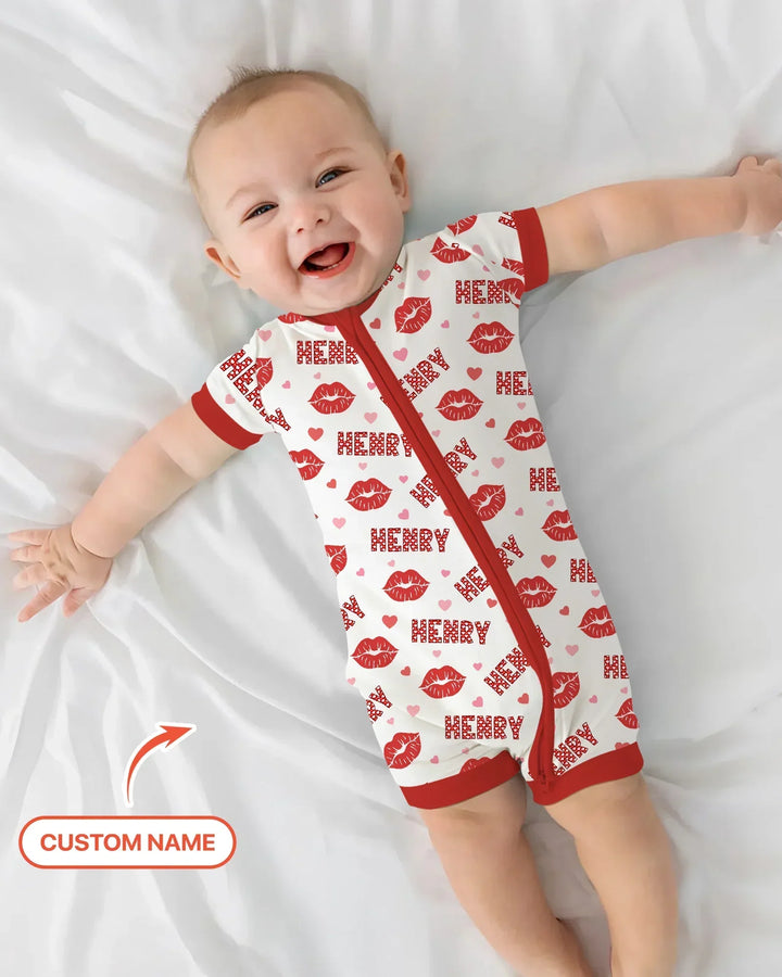 Custom Name Valentine Kiss Bamboo Shorty Zippy