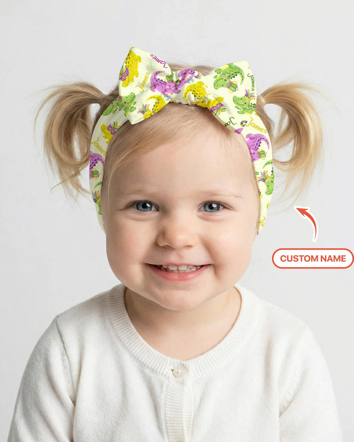 Custom Name Mardi Gras Alligator Headband