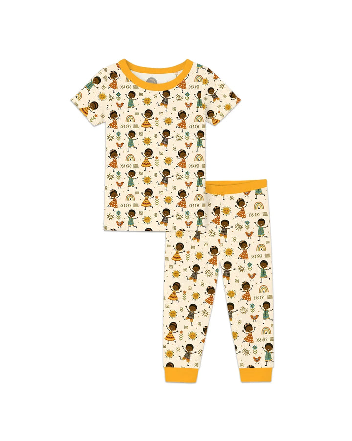 Cute African Heritage Bamboo Two Piece Short Sleeve Pajama Set