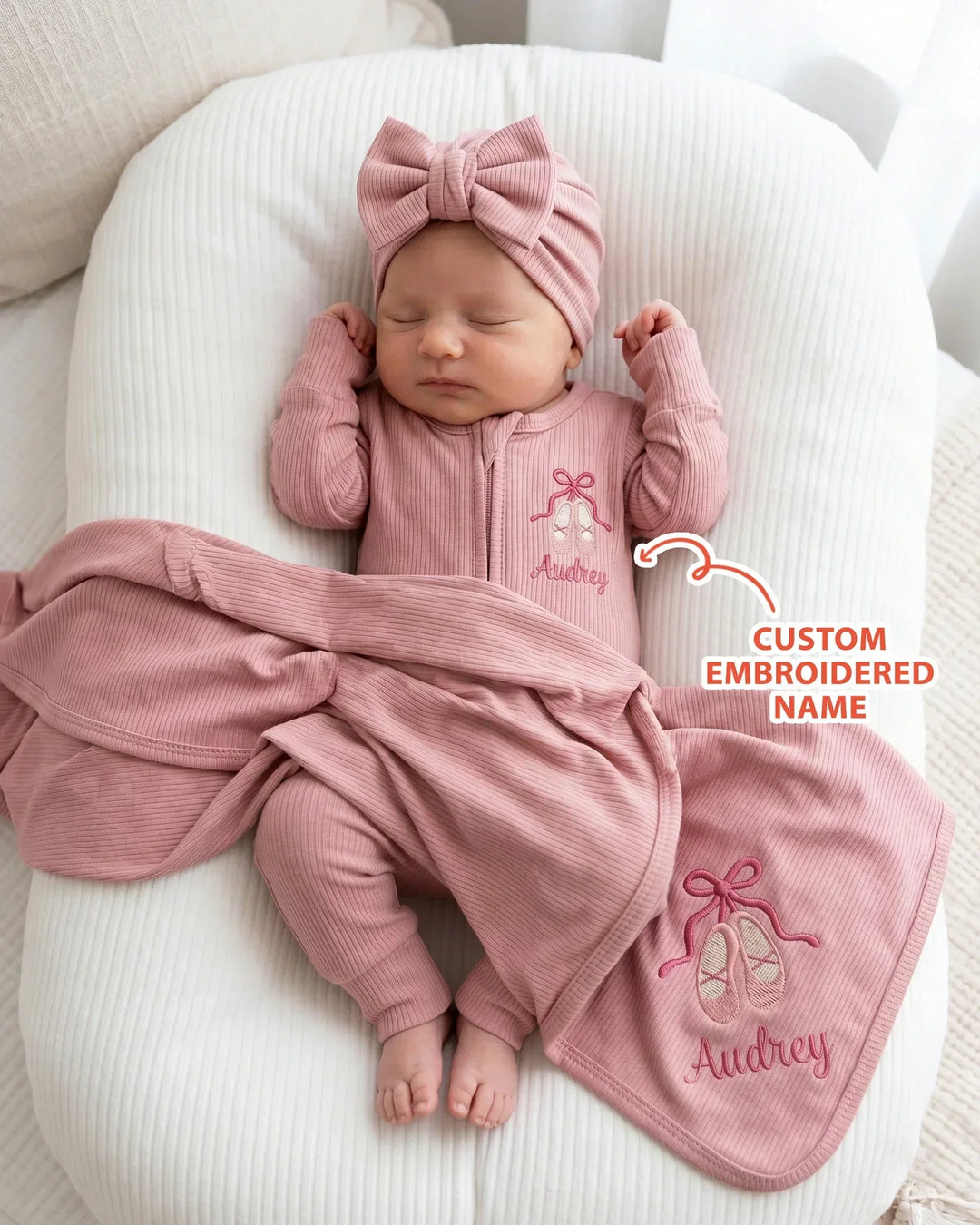 Personalized Sweet Ballet Babe Embroidered Ribbed Bamboo Bundle